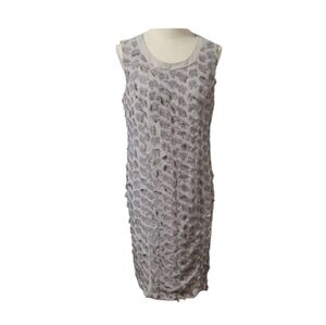Midnight Velvet Vintage Gray and Silver Flower Sleeveless Dress Size Small